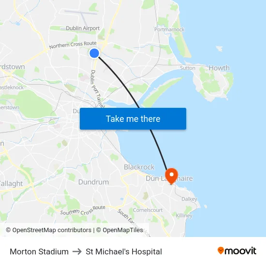 Morton Stadium to St Michael's Hospital map
