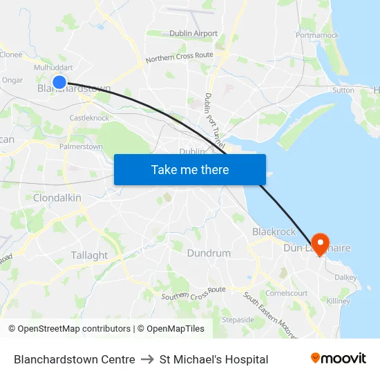 Blanchardstown Centre to St Michael's Hospital map