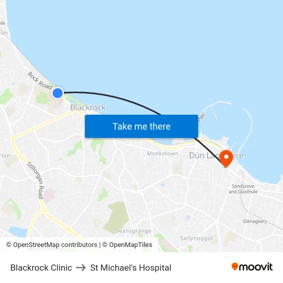 Blackrock Clinic to St Michael's Hospital map