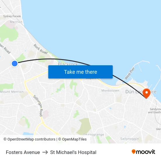Fosters Avenue to St Michael's Hospital map