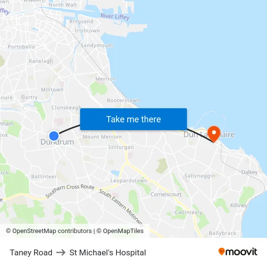 Taney Road to St Michael's Hospital map