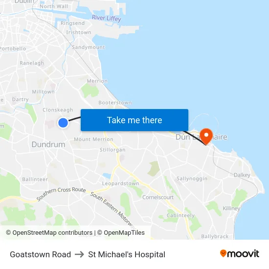Goatstown Road to St Michael's Hospital map