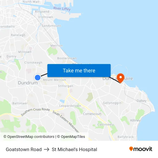 Goatstown Road to St Michael's Hospital map