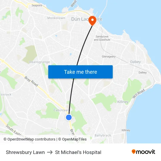 Shrewsbury Lawn to St Michael's Hospital map