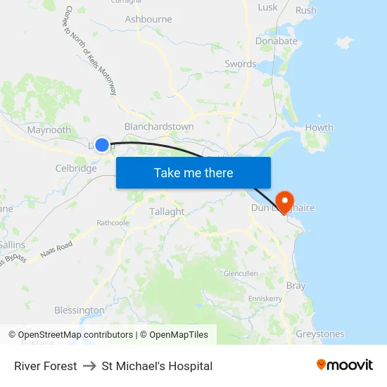 River Forest to St Michael's Hospital map
