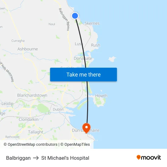 Balbriggan to St Michael's Hospital map