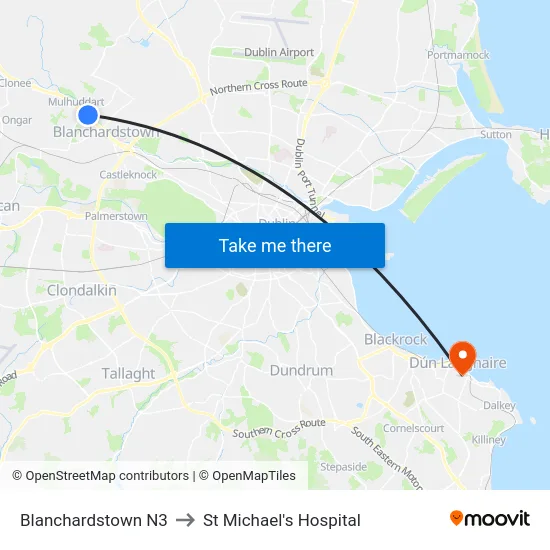 Blanchardstown N3 to St Michael's Hospital map