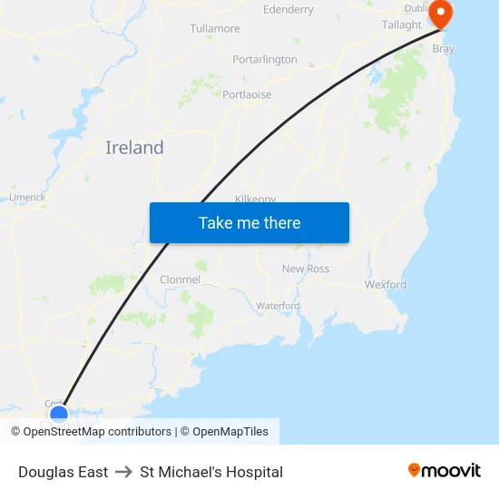 Douglas East to St Michael's Hospital map