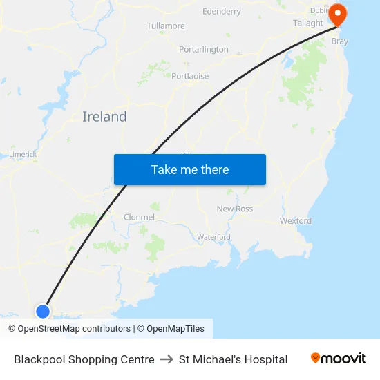 Blackpool Shopping Centre to St Michael's Hospital map
