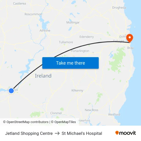 Jetland Shopping Centre to St Michael's Hospital map