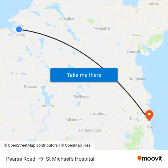 Pearse Road to St Michael's Hospital map