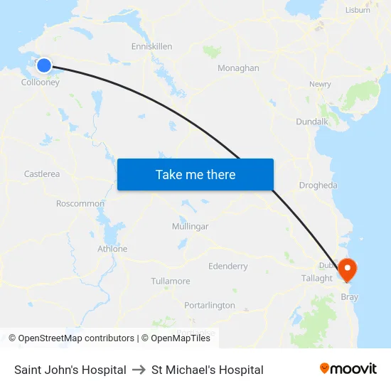 Saint John's Hospital to St Michael's Hospital map