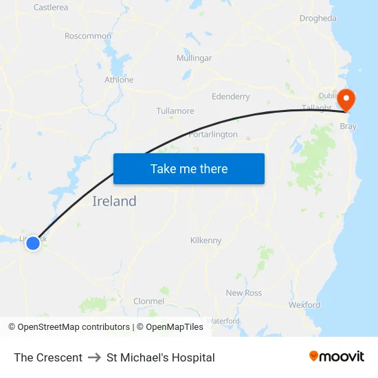 The Crescent to St Michael's Hospital map