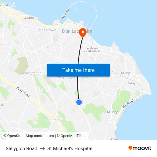 Sallyglen Road to St Michael's Hospital map