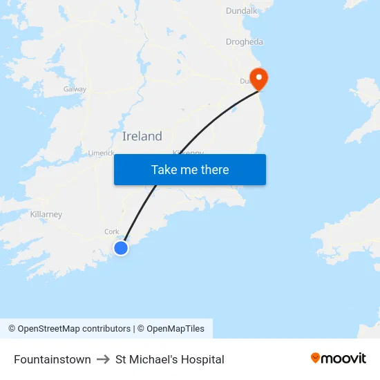 Fountainstown to St Michael's Hospital map