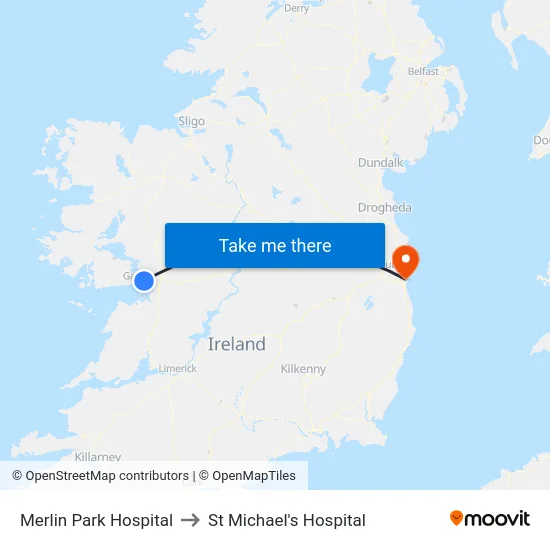 Merlin Park Hospital to St Michael's Hospital map