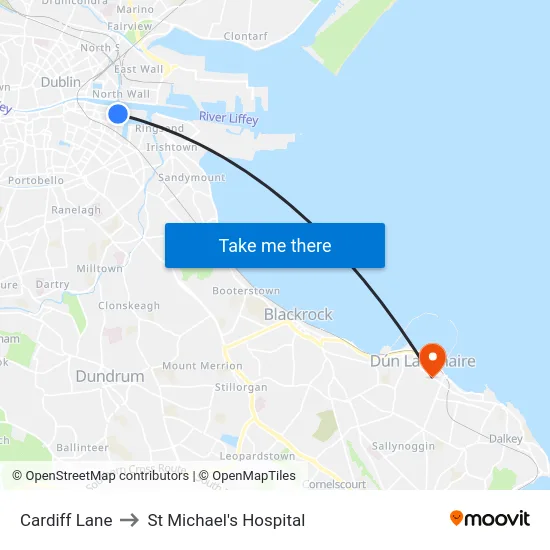 Cardiff Lane to St Michael's Hospital map
