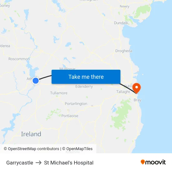 Garrycastle to St Michael's Hospital map