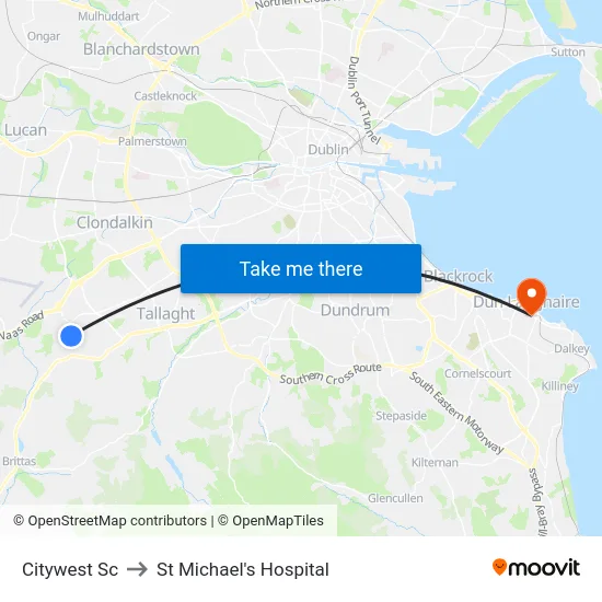 Citywest Sc to St Michael's Hospital map