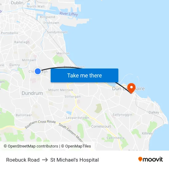 Roebuck Road to St Michael's Hospital map