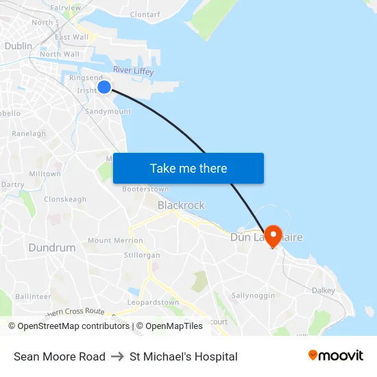 Sean Moore Road to St Michael's Hospital map