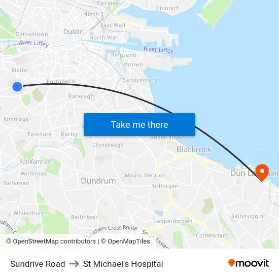 Sundrive Road to St Michael's Hospital map