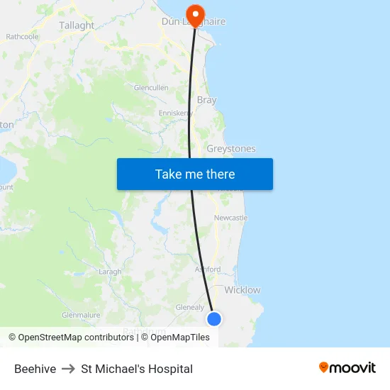 Beehive to St Michael's Hospital map