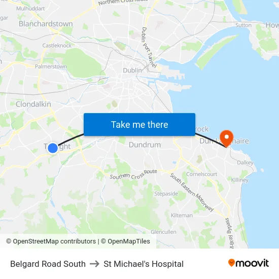 Belgard Road South to St Michael's Hospital map