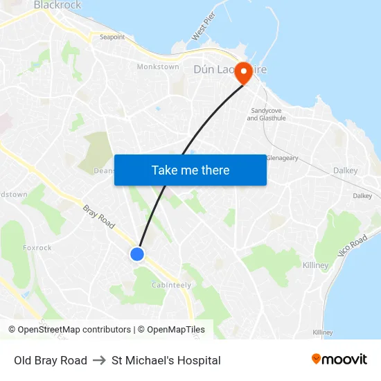 Old Bray Road to St Michael's Hospital map