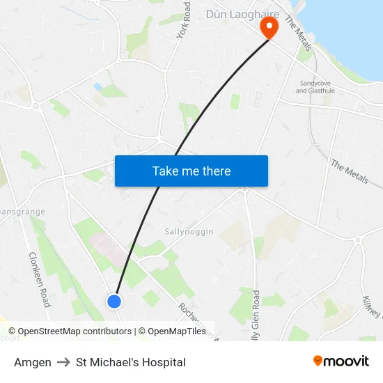 Amgen to St Michael's Hospital map