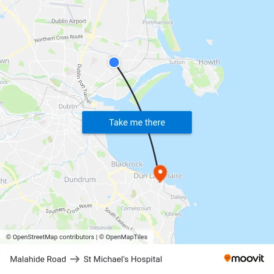 Malahide Road to St Michael's Hospital map