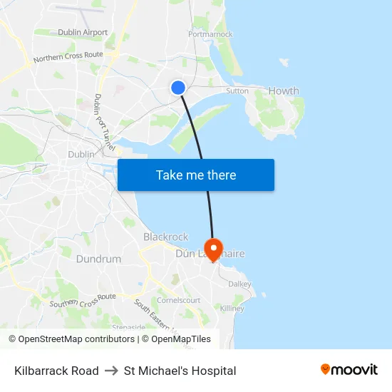 Kilbarrack Road to St Michael's Hospital map