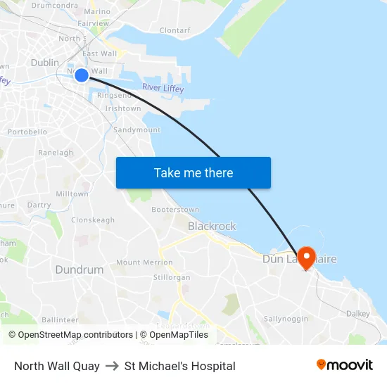 North Wall Quay to St Michael's Hospital map