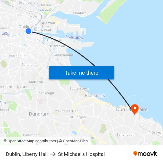Dublin, Liberty Hall to St Michael's Hospital map