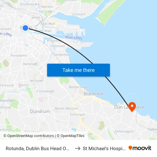 Rotunda, Dublin Bus Head Office to St Michael's Hospital map