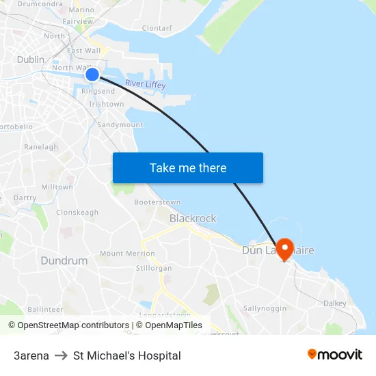 3arena to St Michael's Hospital map