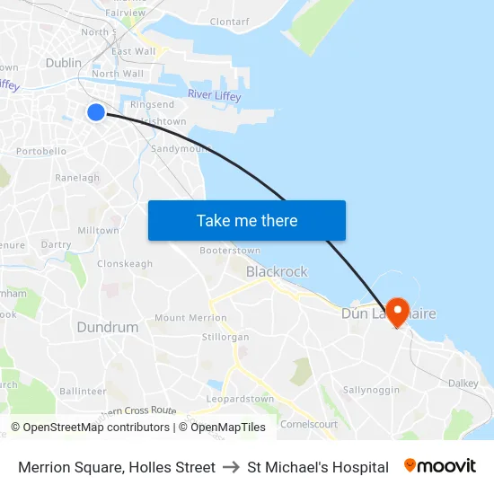 Merrion Square, Holles Street to St Michael's Hospital map
