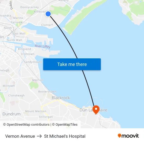 Vernon Avenue to St Michael's Hospital map