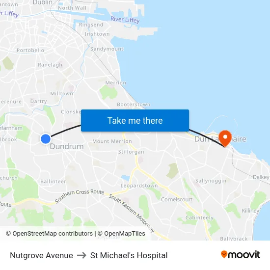 Nutgrove Avenue to St Michael's Hospital map