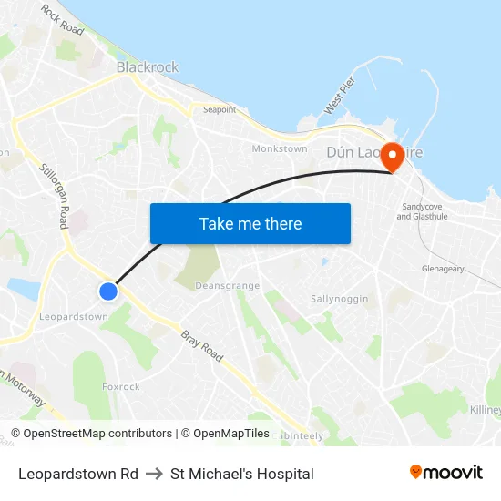 Leopardstown Rd to St Michael's Hospital map