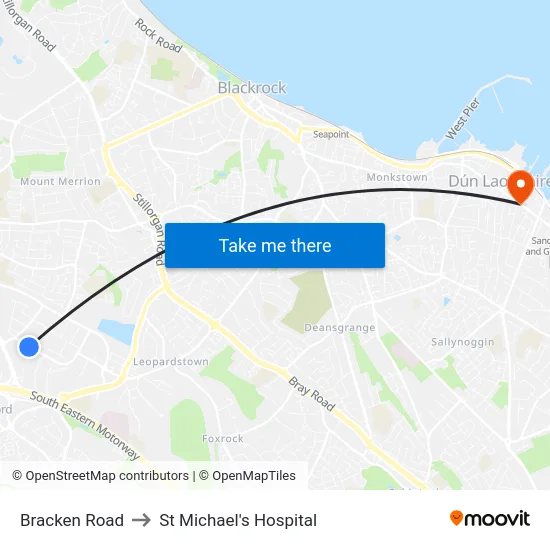 Bracken Road to St Michael's Hospital map