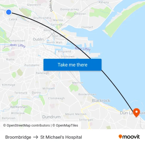 Broombridge to St Michael's Hospital map