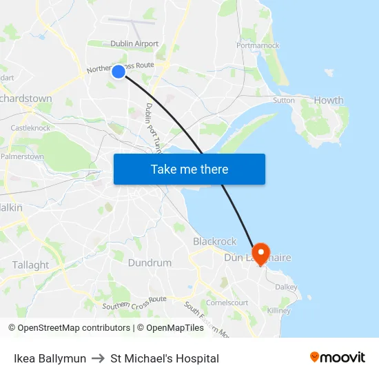 Ikea Ballymun to St Michael's Hospital map