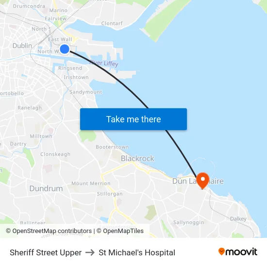 Sheriff Street Upper to St Michael's Hospital map