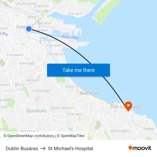 Dublin Busáras to St Michael's Hospital map