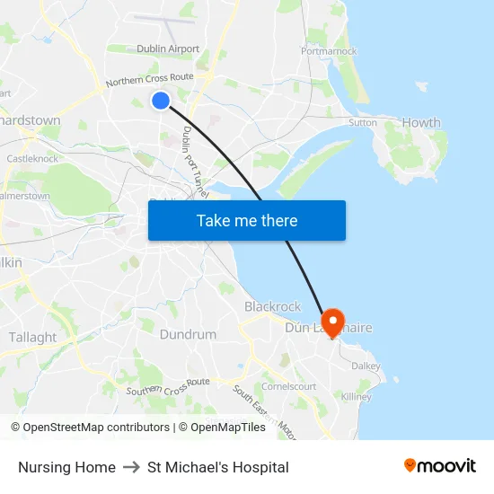Nursing Home to St Michael's Hospital map