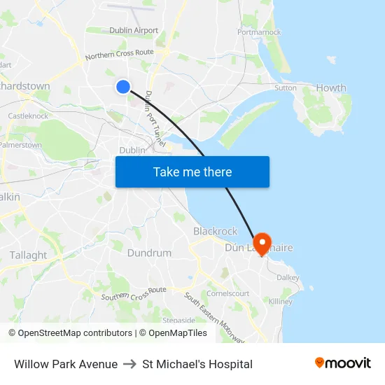 Willow Park Avenue to St Michael's Hospital map