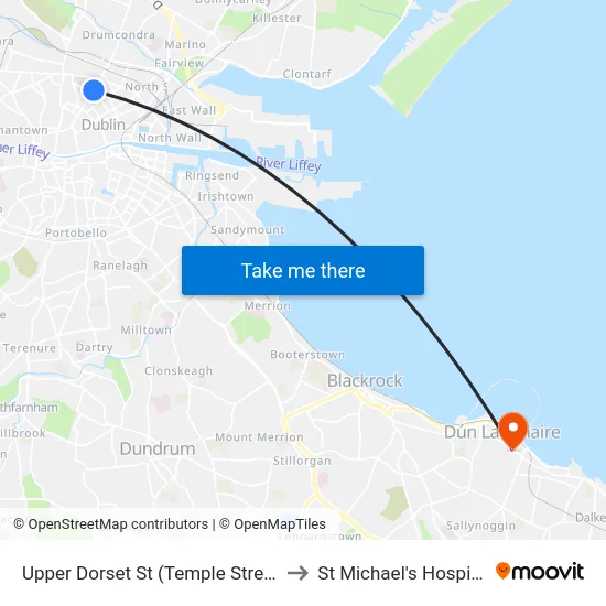 Upper Dorset St (Temple Street) to St Michael's Hospital map
