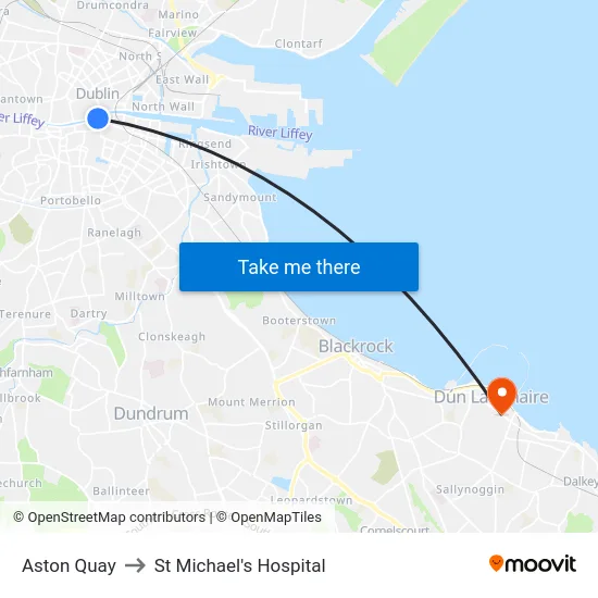 Aston Quay to St Michael's Hospital map