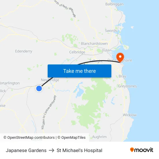 Japanese Gardens to St Michael's Hospital map